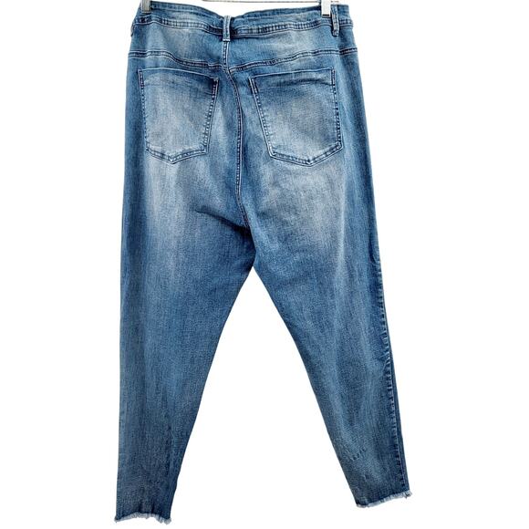 rue21 Blue Two Tone High-Rise Frayed Ankle Skinny Denim Jeans Women's Plus Sz 20 - Picture 2 of 7